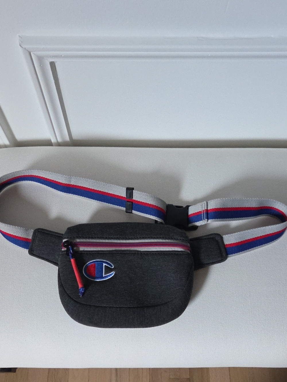 Champion Gray Waist Bag with Tricolor Strap